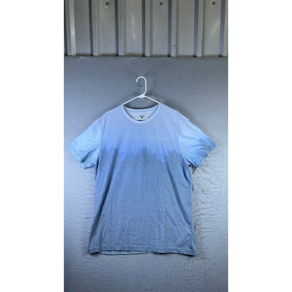 Hurley T-Shirt Mens XL Blue Excellent Ombre Dip Dye Short Sleeve Logo Tee
